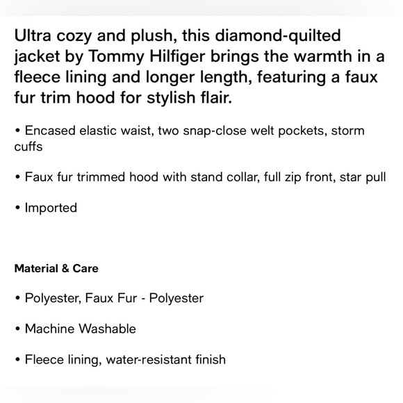 Tommy Hilfiger Girls Diamond Quit Long Hooded Puffer Jacket - Picture 3 of 3